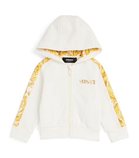 versace hoodie white and gold|versace zip up hoodie.